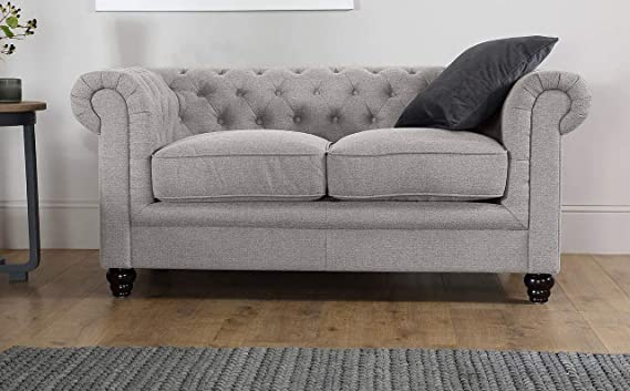 Chesterfield Sofa Set: Solid Wood Fabric 3 Seater Sofa Set