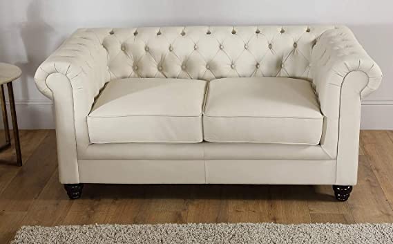 Chesterfield Sofa Set: Solid Wood Fabric 3 Seater Sofa Set