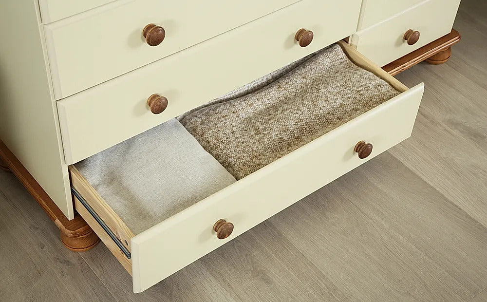Chest of Drawers Cream and Pine 9 Drawer-1