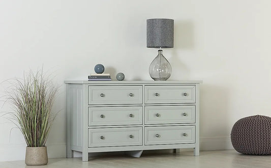 Chest of Drawers Grey Wide 6 Drawer