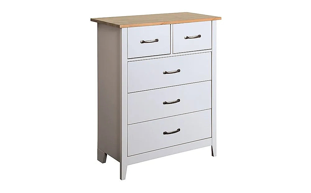 Chest of Drawers: Grey and Oak 5 Drawer Chest of Drawers