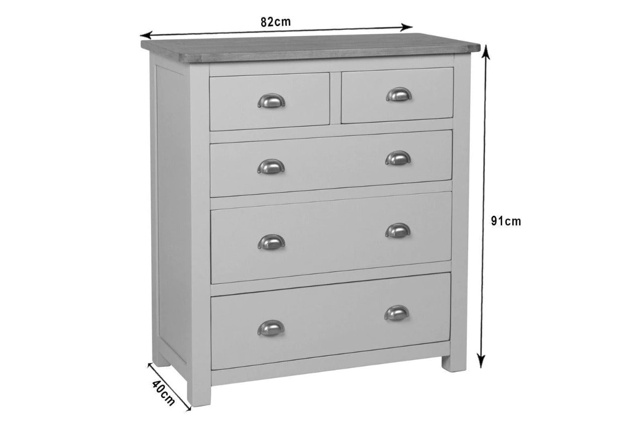 Chest of Drawers Grey and Oak 5 Drawer