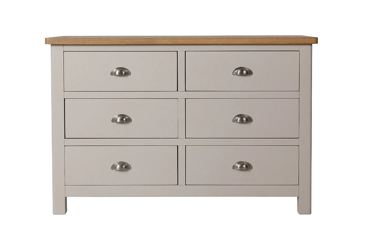 Chest of Drawers : Grey and Oak 6 Drawer Chest of Drawers