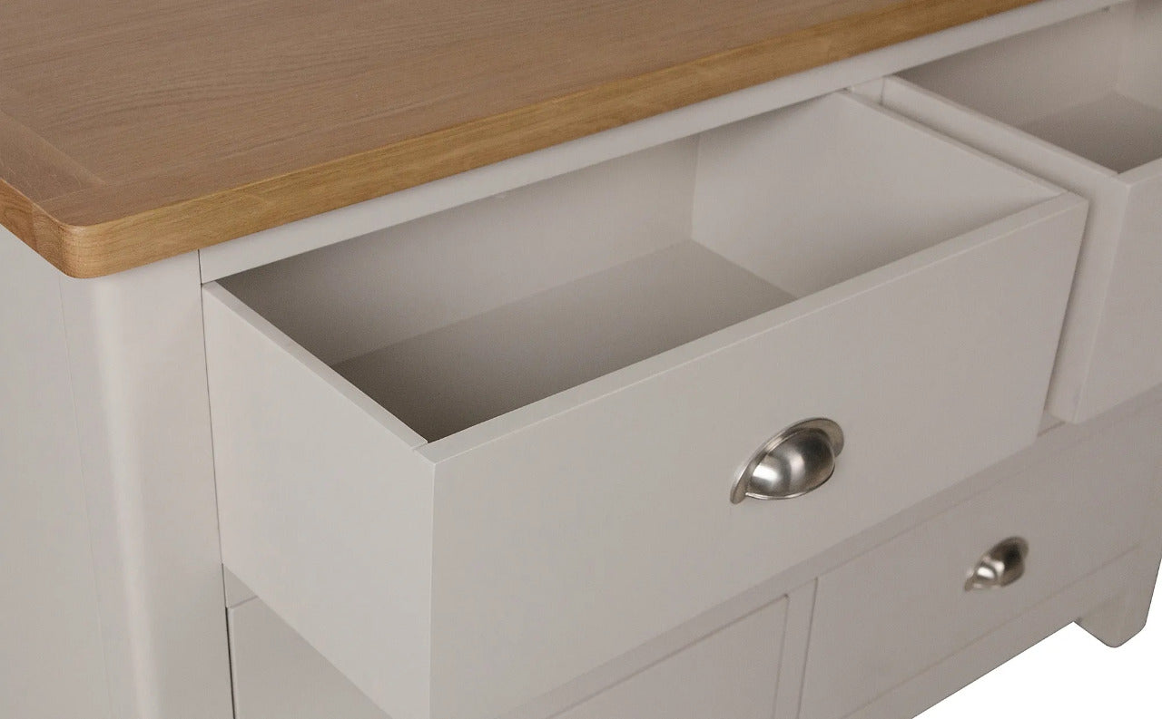 Chest of Drawers : Grey and Oak 6 Drawer Chest of Drawers