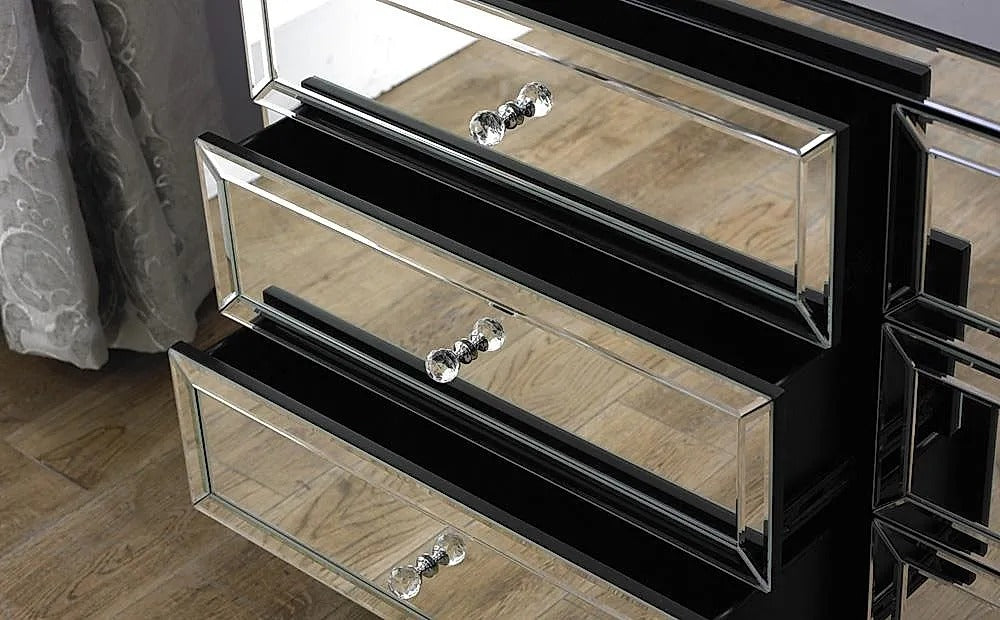 Chest of Drawers: Mirrored 6 Drawer Chest of Drawers