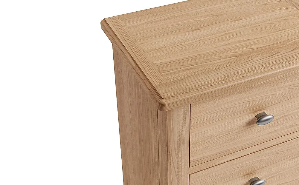 Chest of Drawers: Oak Tall Narrow 5 Drawer
