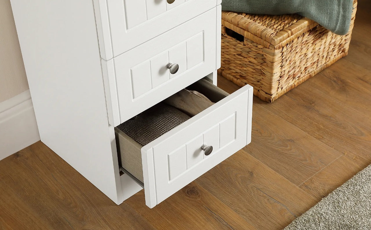 Chest of Drawers: Oak Tall Narrow 5 Drawer Chest of Drawers