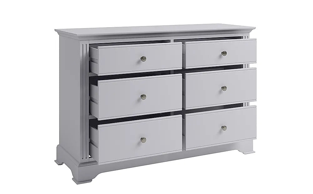 Chest of Drawers: Painted Grey 6 Drawer Chest of Drawers
