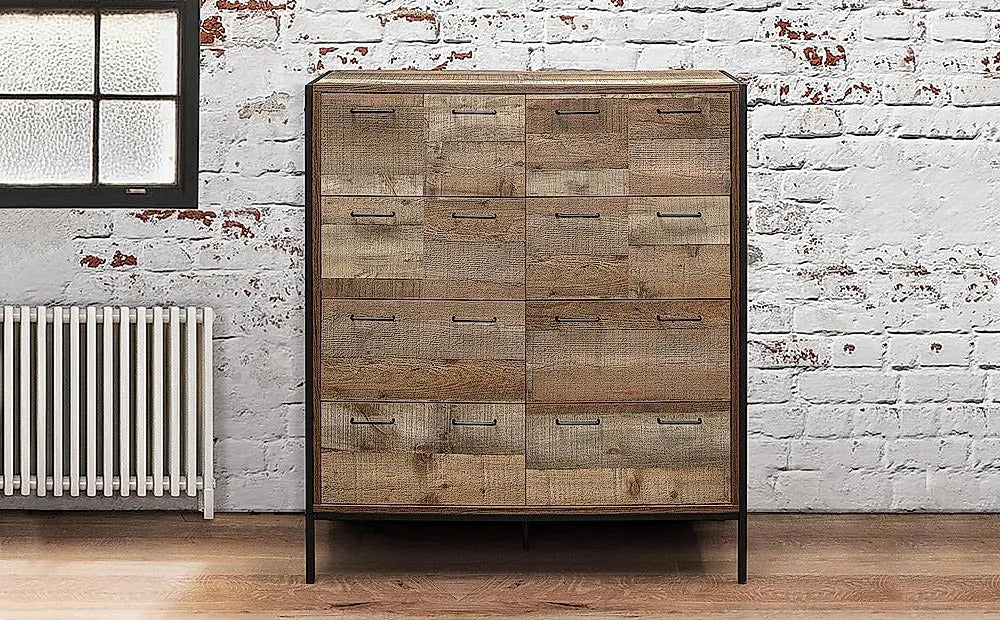 Chest of Drawers: Rustic Wood 12 Drawer Chest of Drawers