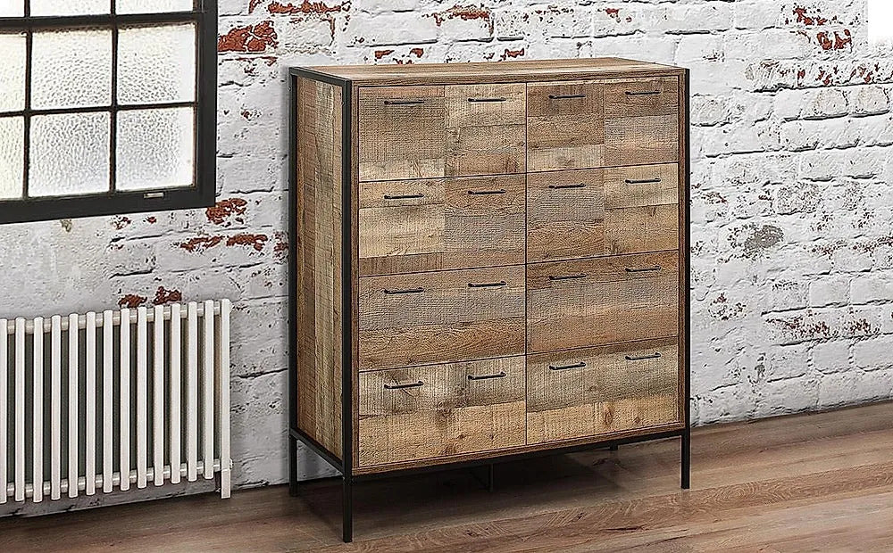 Chest of Drawers: Rustic Wood 12 Drawer Chest of Drawers