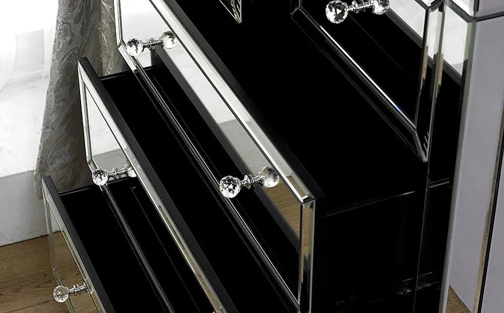 Chest of Drawers: Valencia Mirrored 5 Drawer Chest of Drawers