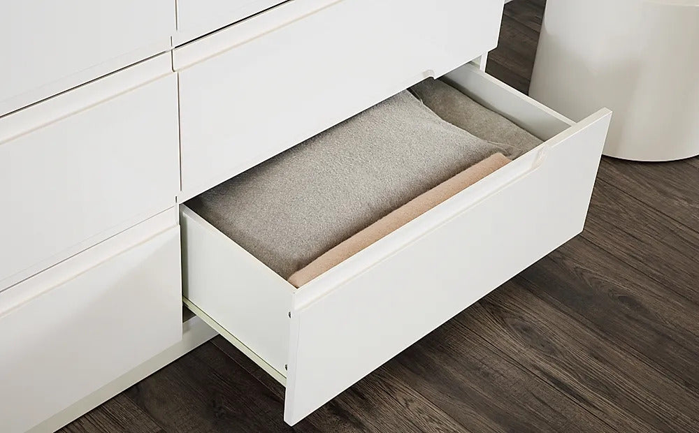 Chest of Drawers: White High Gloss 6 Drawer Chest of Drawers