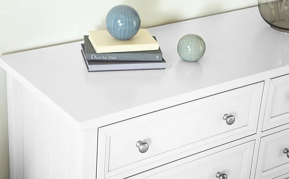 Chest of Drawers: White Wide 6 Drawer Chest of Drawers