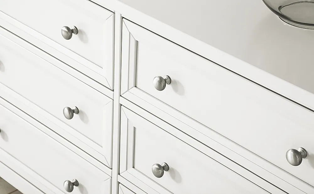 Chest of Drawers: White Wide 6 Drawer Chest of Drawers