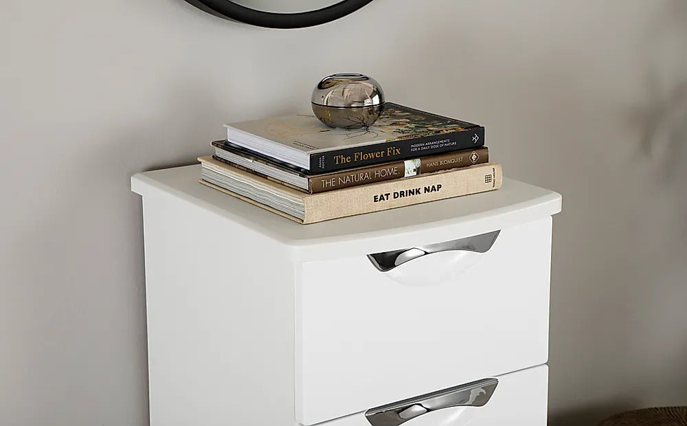 Chests Of Drawers White and White High Gloss Tall Narrow 5 Drawer