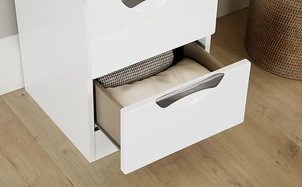 Chests Of Drawers White and White High Gloss Tall Narrow 5 Drawer
