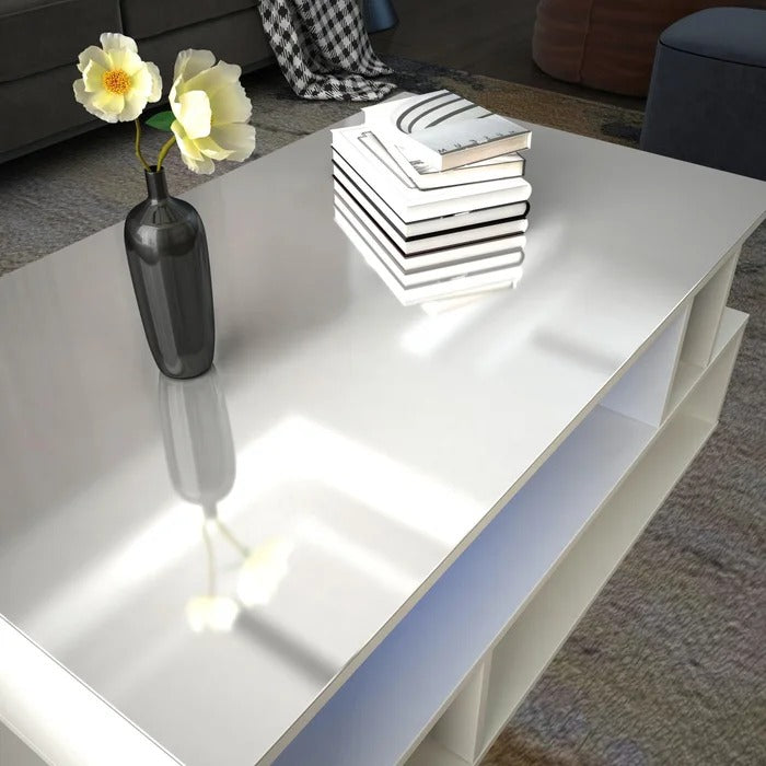 Coffee Table: Floor Shelf Coffee Table with Storage