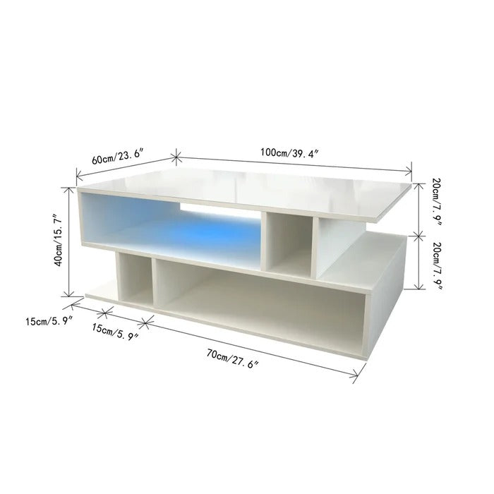 Coffee Table: Floor Shelf Coffee Table with Storage