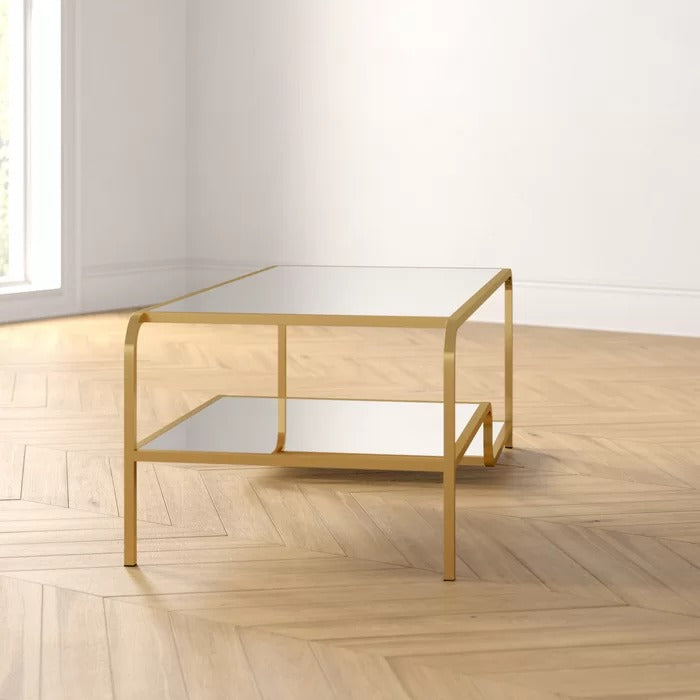 Coffee Table: Glass Coffee Table with Storage
