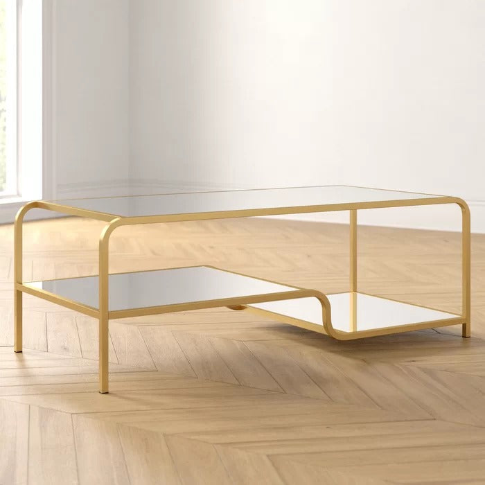 Coffee Table: Glass Coffee Table with Storage