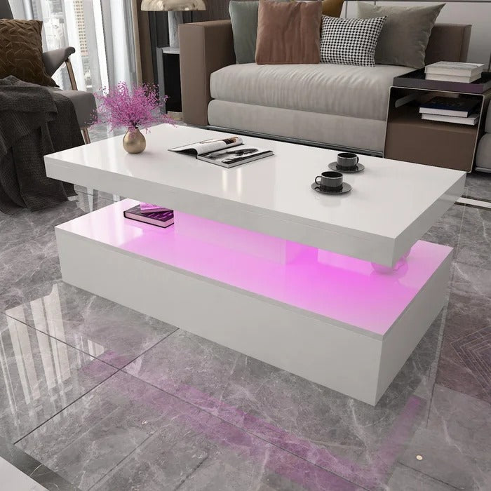 Coffee Table: Pedestal Coffee Table with Storage