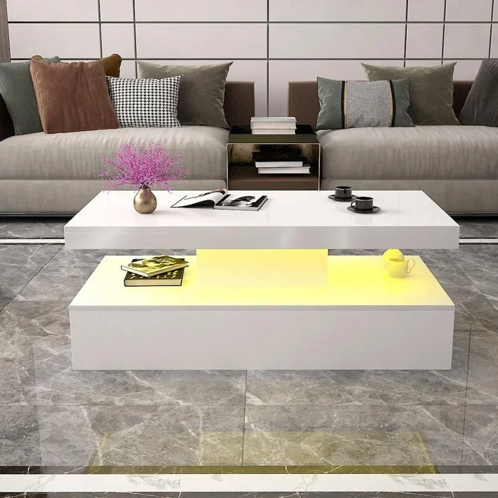 Coffee Table: Pedestal Coffee Table with Storage