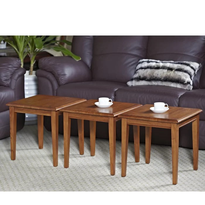 Coffee Table Set: 18'' Tall Solid Wood Nesting Tables (Set of 3)