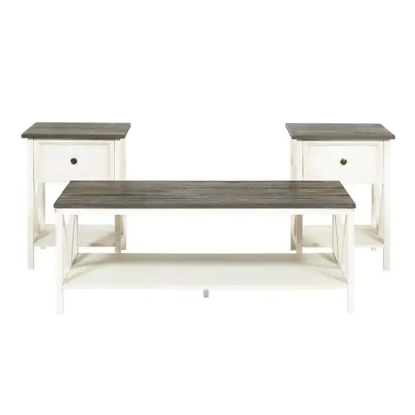 Coffee Table Set: 3 Piece White Coffee Table Set