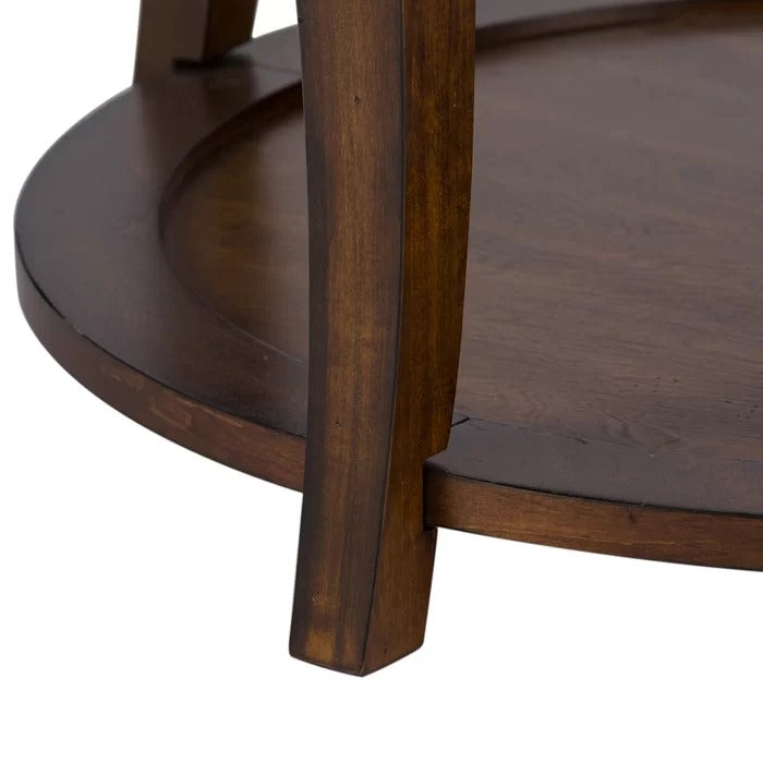 Coffee Table Set: Mahogany Finish 3 Piece Coffee Table Set