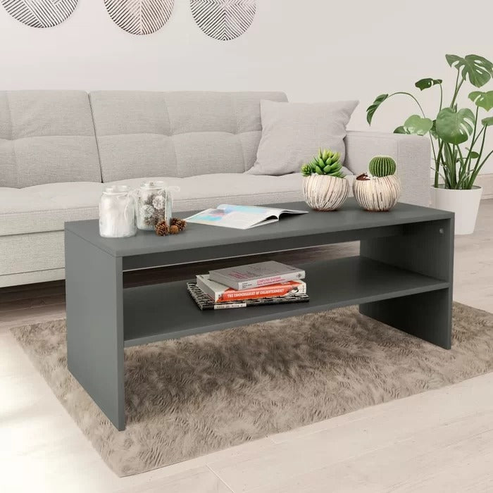 Coffee Table: Wooden 4 Legs Coffee Table with Storage