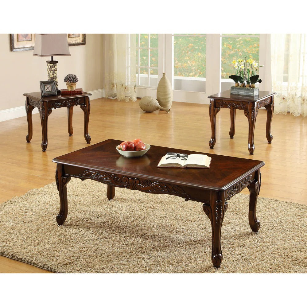 Coffee Table set: Traditional 3 Piece Wooden Coffee Table Set