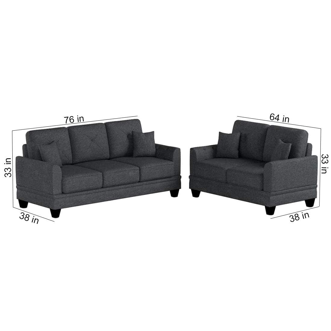 5 Seater Sofa Set: Combination of 3 Seater Sofa & 2 Seater Sofa Set (Dark Grey)