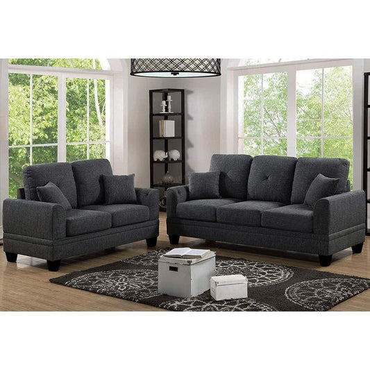 5 Seater Sofa Set: Combination of 3 Seater Sofa & 2 Seater Sofa Set (Dark Grey)