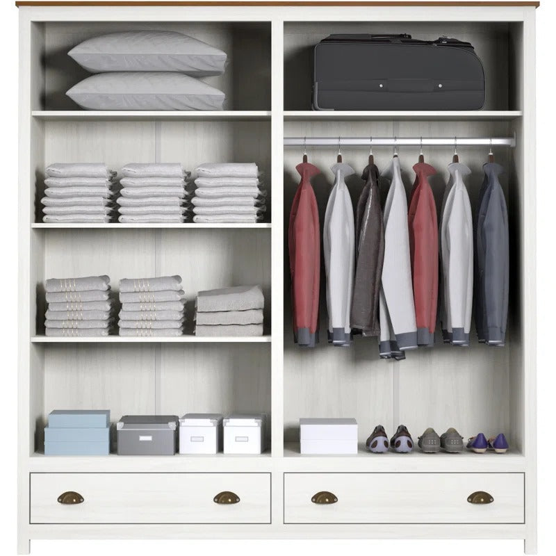 4 Door Wardrobe: Common 4 Door Solid Wood Wardrobe