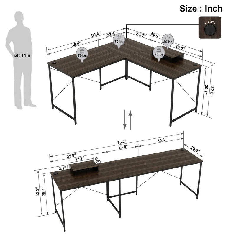 Computer Desk : ENZI Reversible L-Shape Desk