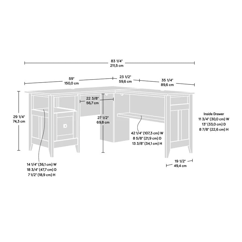 Computer Desk: Urabel L-Shape Executive Desk