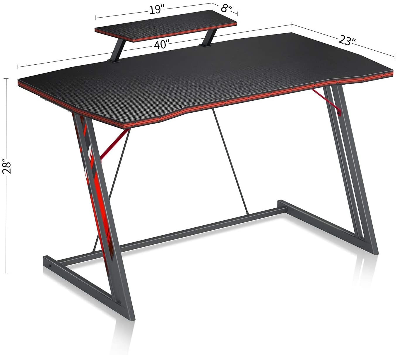 Computer Table Gaming Table Z Shaped Gamer with Cup Holder and Headphone Hook, Black