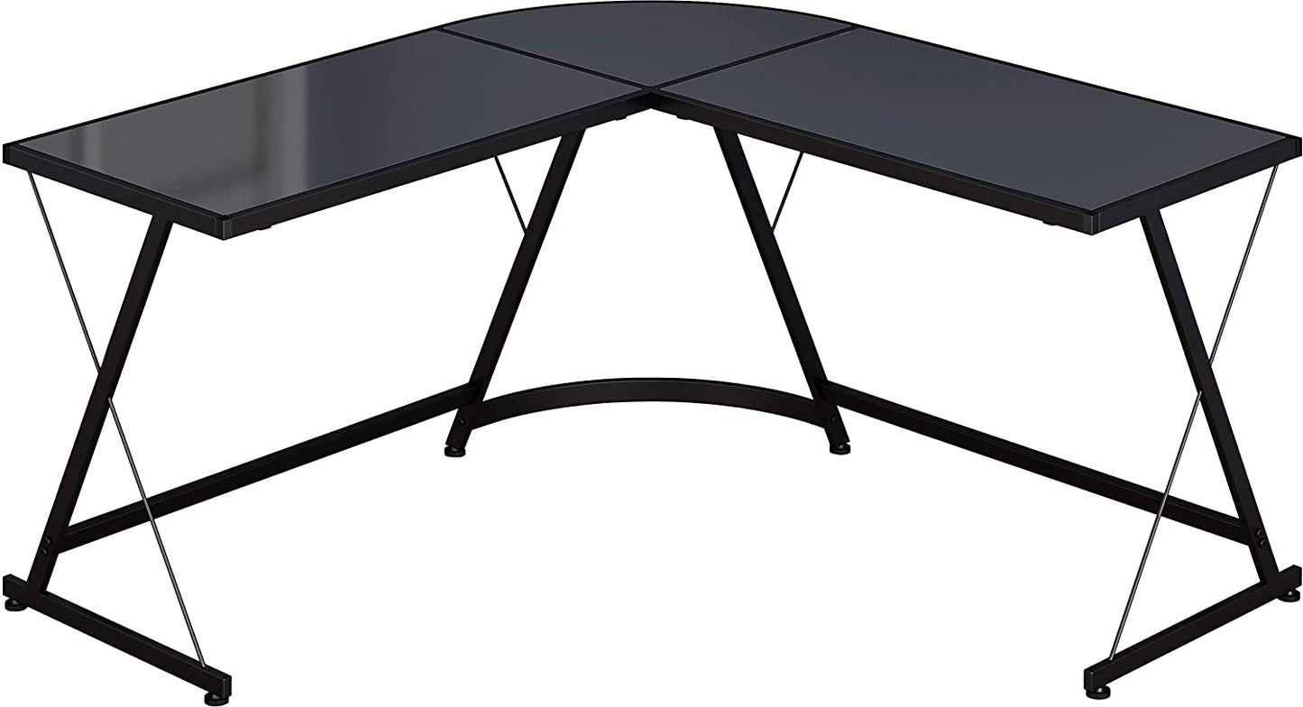 Computer Table : L-Shape Corner Studio Table, Computer Table Black, Glass Top