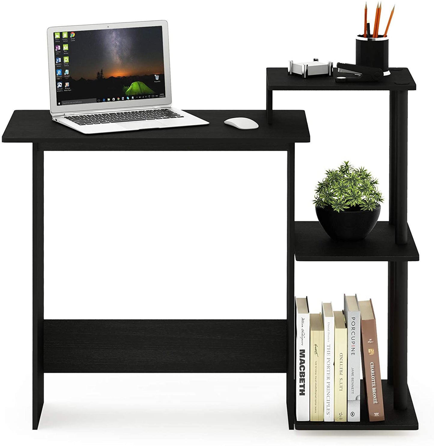 Computer Table: Notebook Computer Table with Square Side Shelves