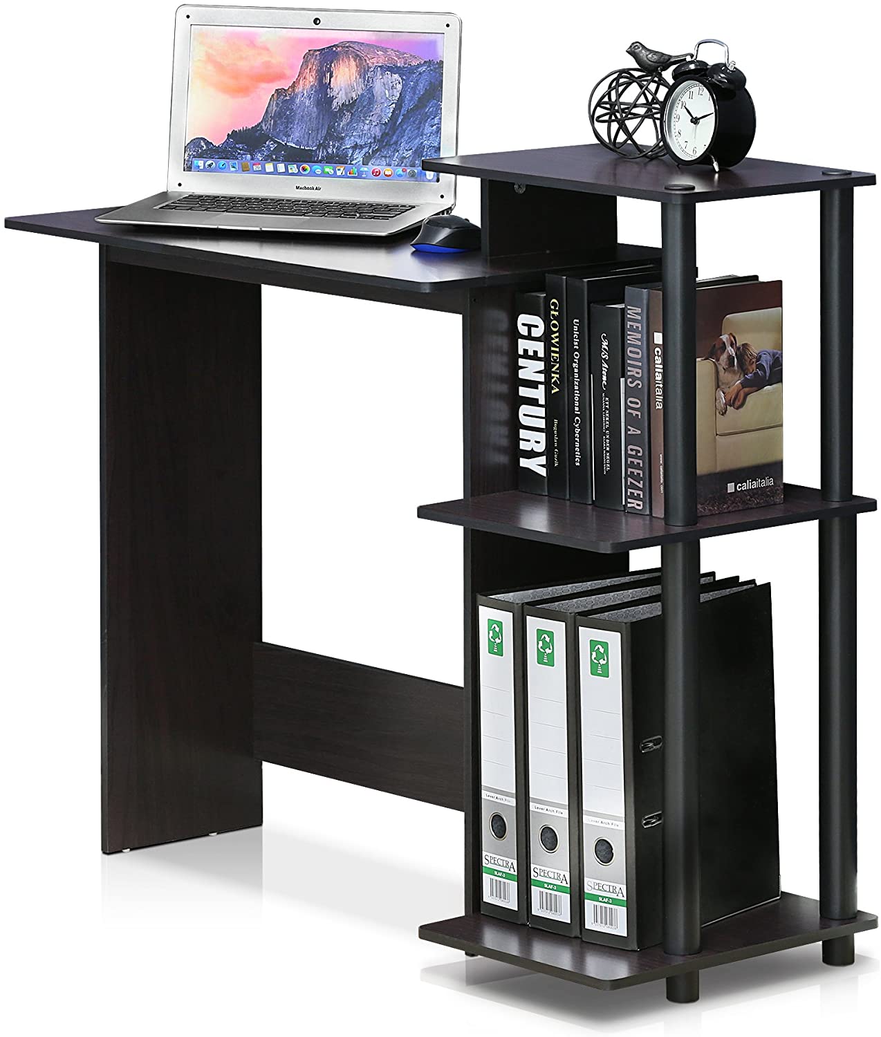 Computer Table: Notebook Computer Table with Square Side Shelves
