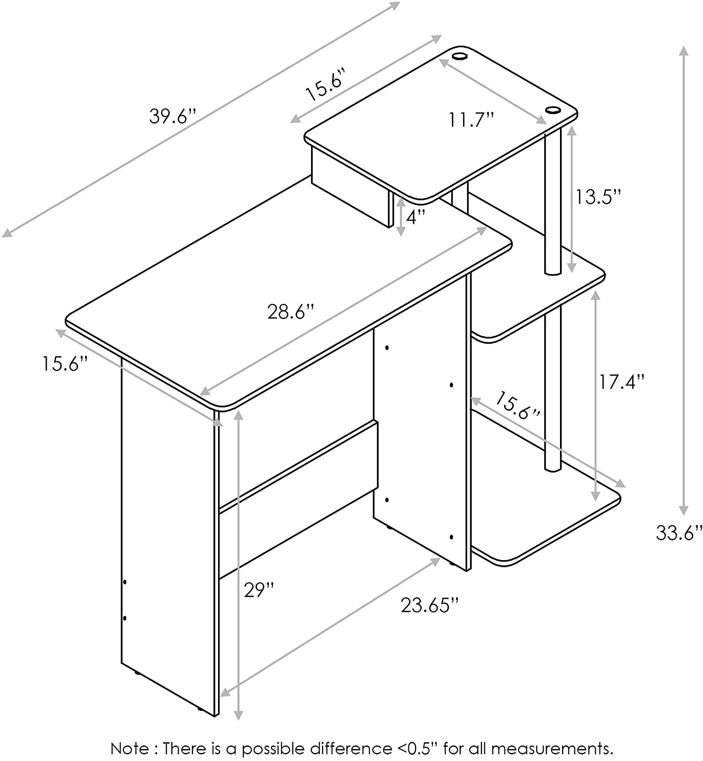 Computer Table: Notebook Computer Table with Square Side Shelves
