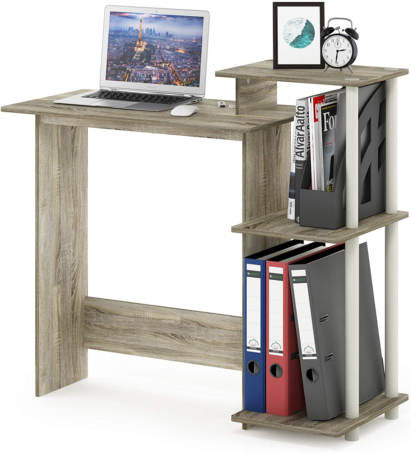 Computer Table: Notebook Computer Table with Square Side Shelves