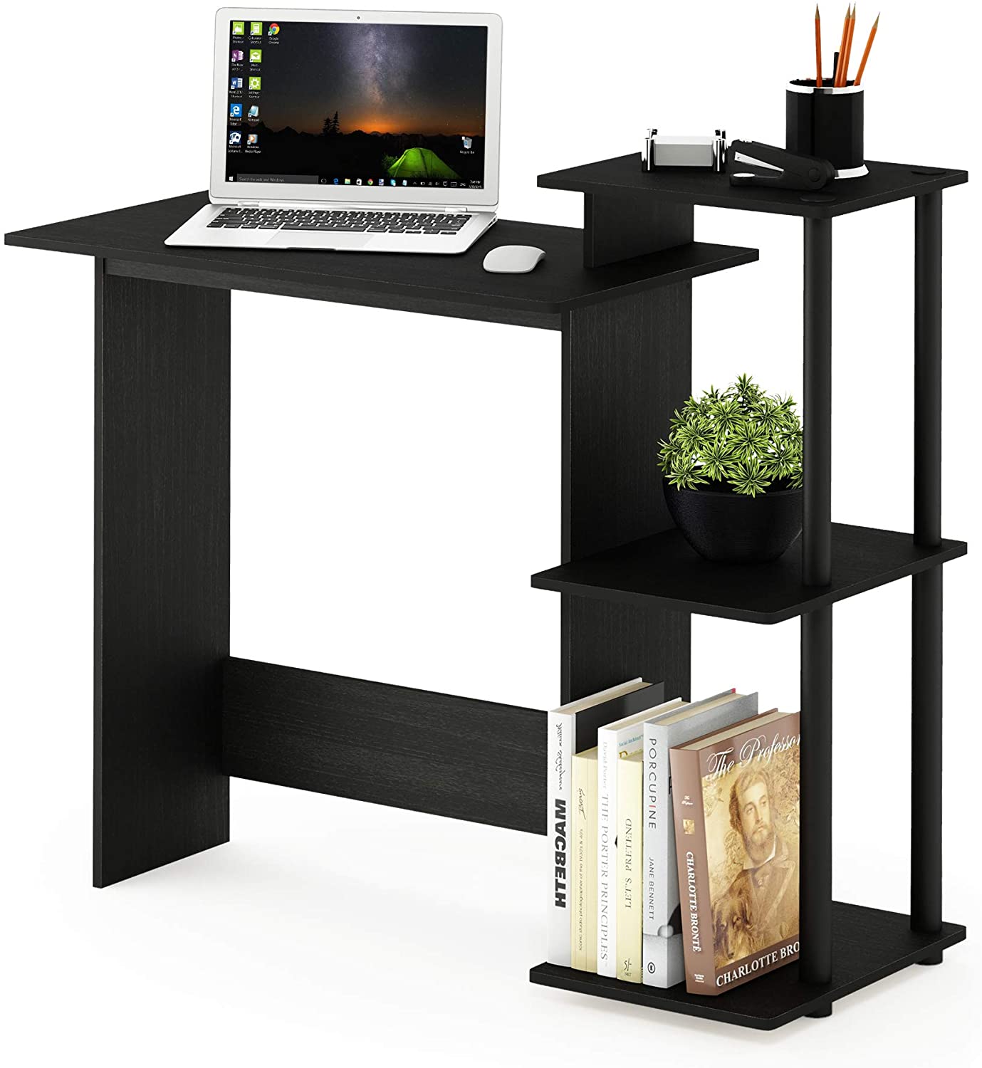 Computer Table: Notebook Computer Table with Square Side Shelves