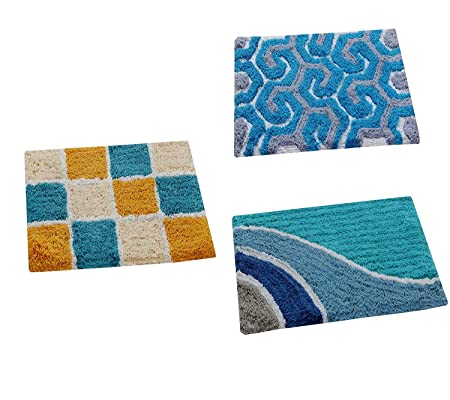 Doormats: Cotton Door Mat - 16"x24", Multicolour Set of 3