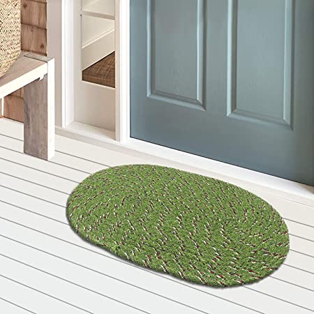 Cotton Oval Door Mat for Porch/Kitchen/Bathroom/Laundry Room