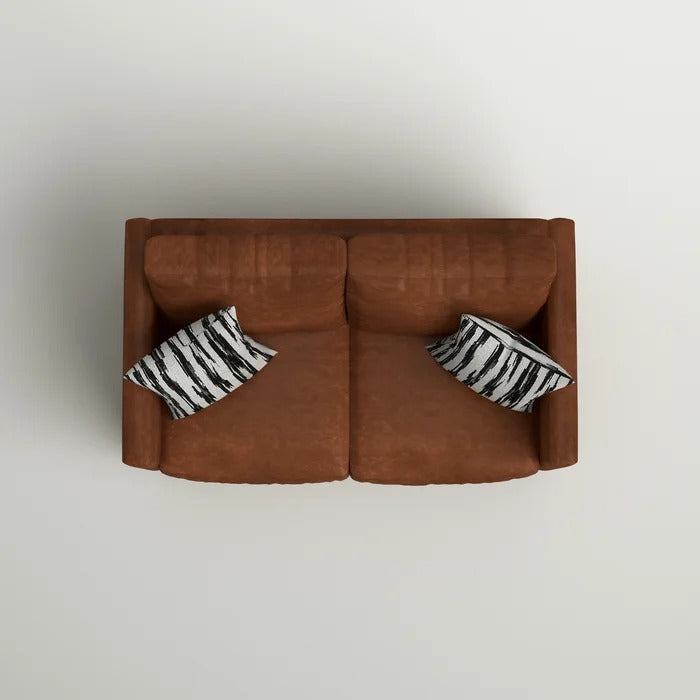 Couch: 62'' Faux Leather Square Arm Loveseat