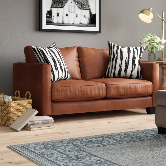 Couch: 62'' Faux Leather Square Arm Loveseat