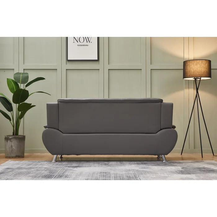 Couch: 77'' Faux Leather Round Arm Sofa