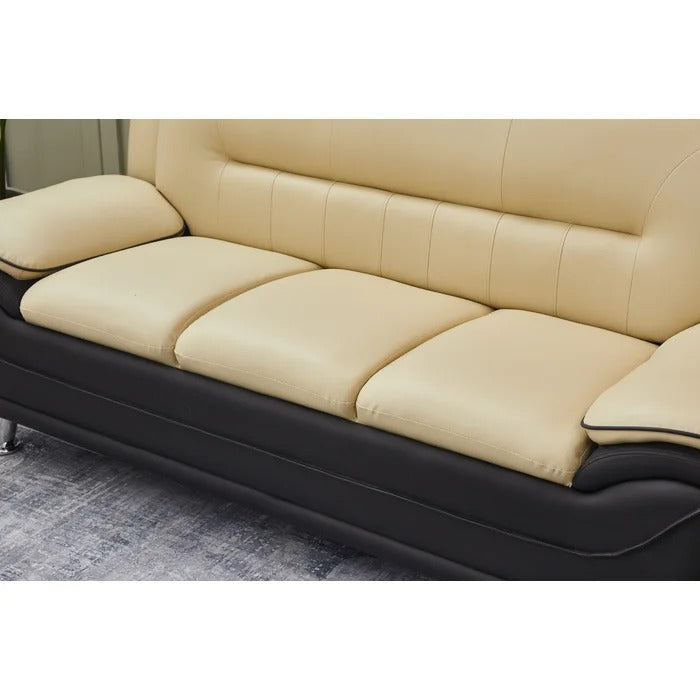 Couch: 77'' Faux Leather Round Arm Sofa