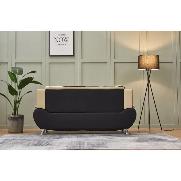 Couch: 77'' Faux Leather Round Arm Sofa